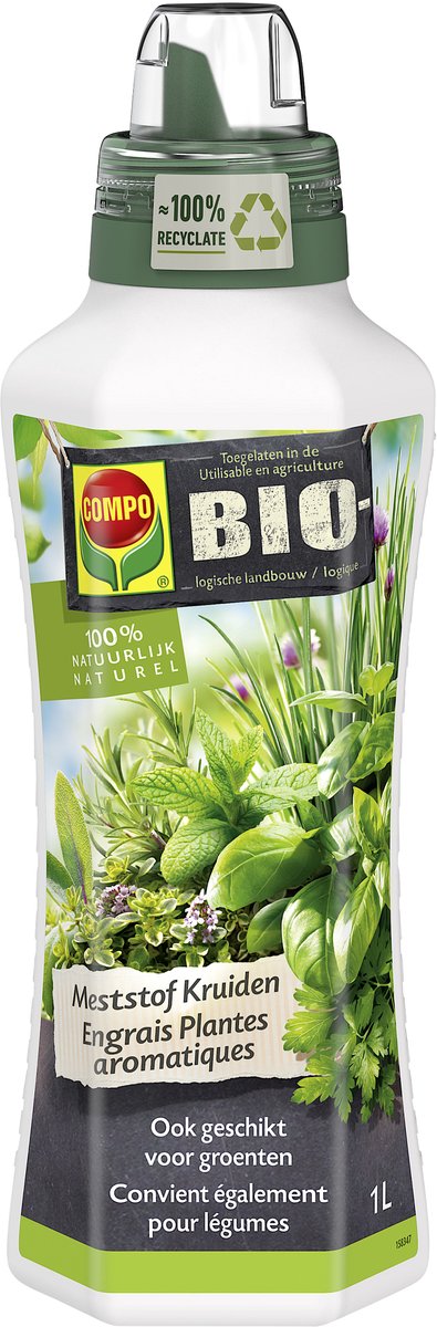 COMPO Bio Vloeibare Meststof Kruiden - 100% natuurlijk - voor kruiden met een intens aroma - fles 1 L