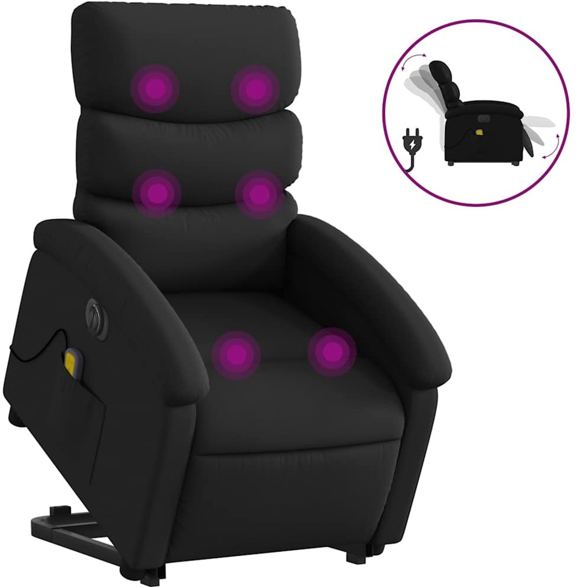 vidaXL Sta-op-massagestoel - elektrisch - kunstleer - zwart