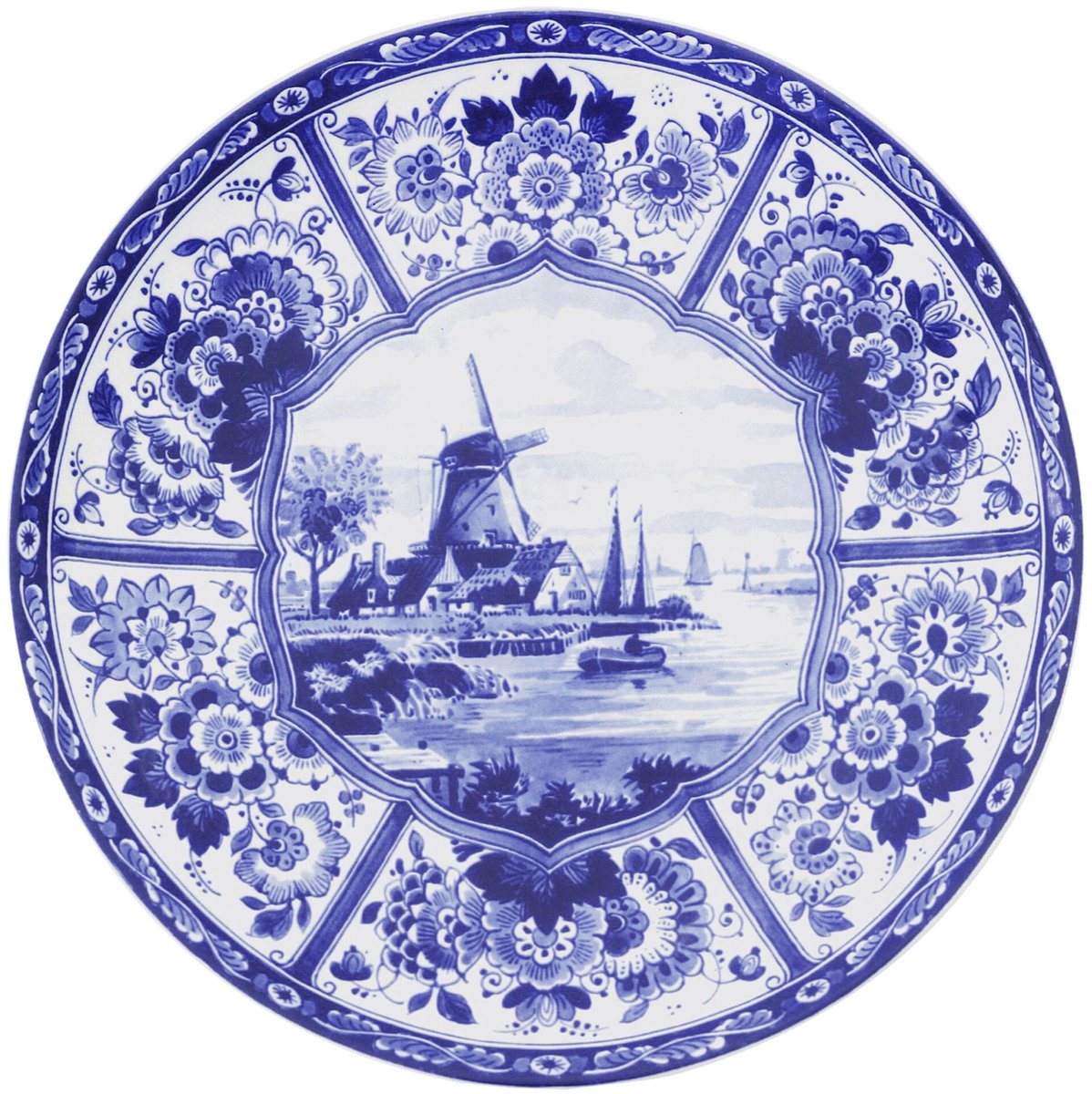Wandbord - Royal Delft - 28 cm Delfts blauw - Molen