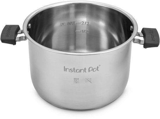 Instant Pot Plus 5,7L Roestvrijstalen Binnenpan - Duurzame RVS constructie - Handgrepen met goede grip - Compatibel met Plus WiFi en Pro WiFi modellen - Vaatwasserbestendig - Gelijkmatige warmteverdeling - Met maatstrepen