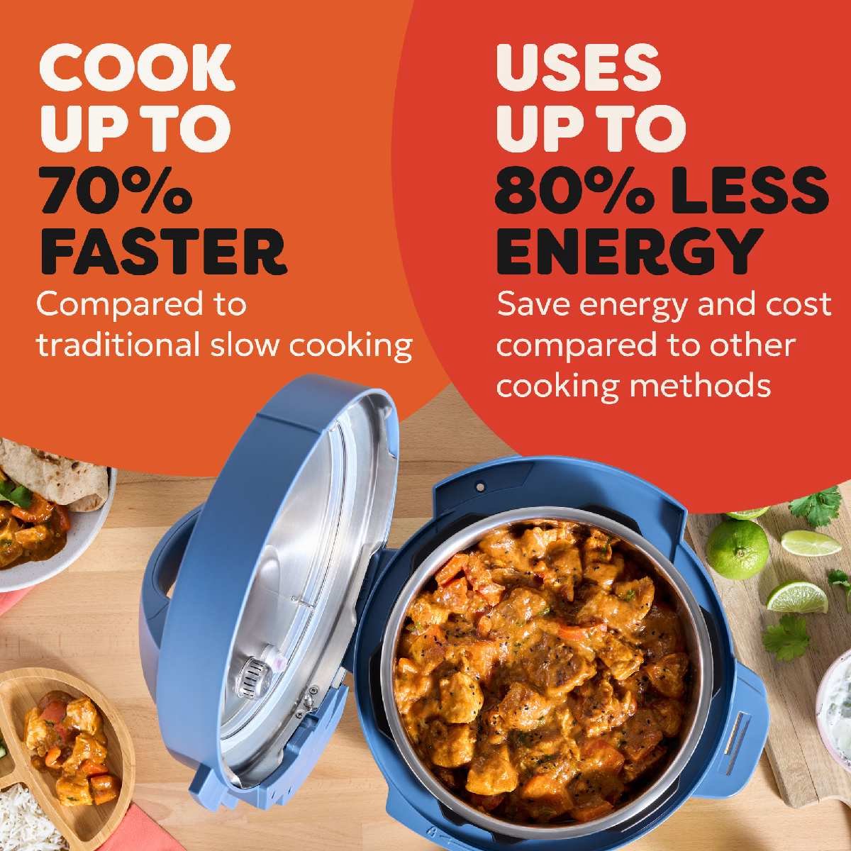 Afbeelding 2 van Instant Pot Classic 5,7L Multicooker - 7-in-1: Snelkookpan, Slowcooker, Sauteren, Stomen, Ei, Yoghurt, Warmhouden - kookt tot 70% sneller - 4 instelbare presets - tot 80% energiebesparing - vaatwasserbestendige onderdelen - Daydream Blauw