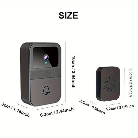 Draadloze Video Deurbel - Slimme Camera - Voordeur Bewaken - HD Nachtzicht - 10 x 7 x 7 cm - Zwart — afbeelding 4
