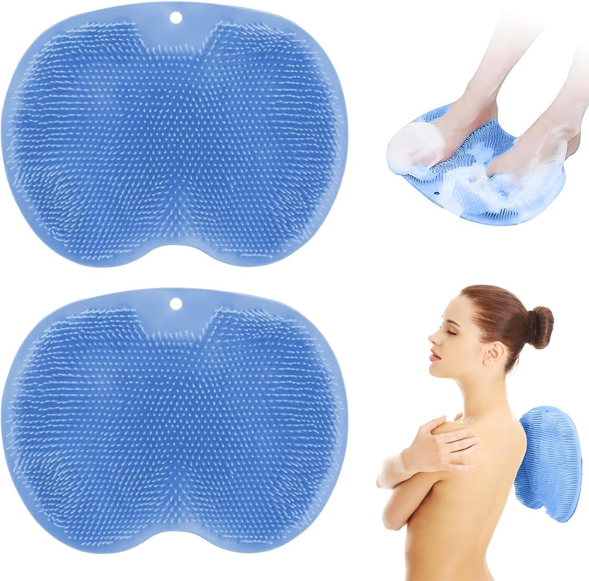 Daity Set van 2 - Siliconen badmat - douchevoetreiniger - antislip zuignap voetmassager - 