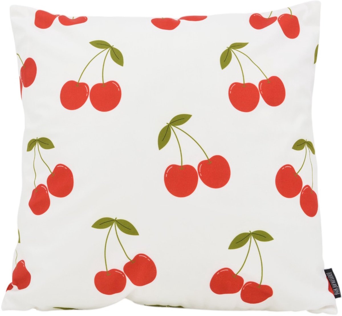 Gek op Kussens! Red Cherry Kussenhoes | 45 x 45 cm | Katoen/Polyester wit