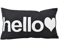 Hello Zwart | 30 x 50 cm | Kussenhoes | Katoen/Polyester