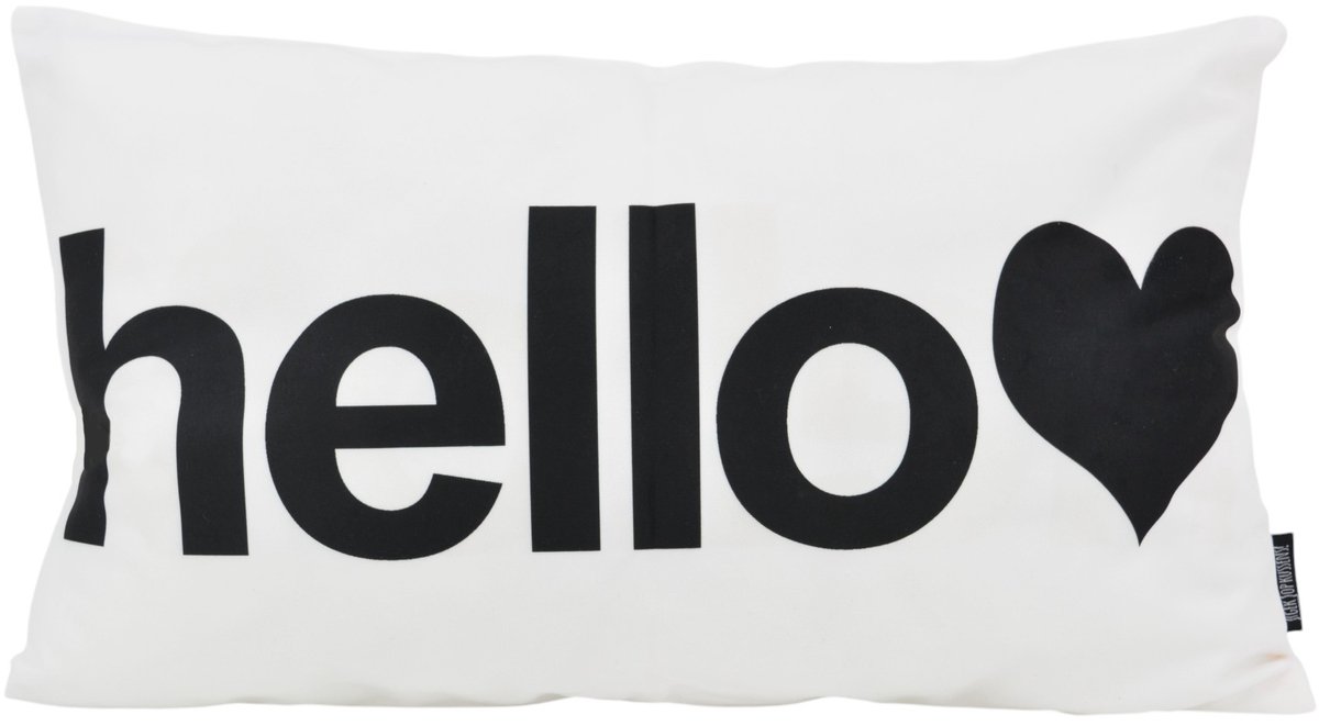 Gek op Kussens! Hello Wit | 30 x 50 cm | Kussenhoes | Katoen/Polyester