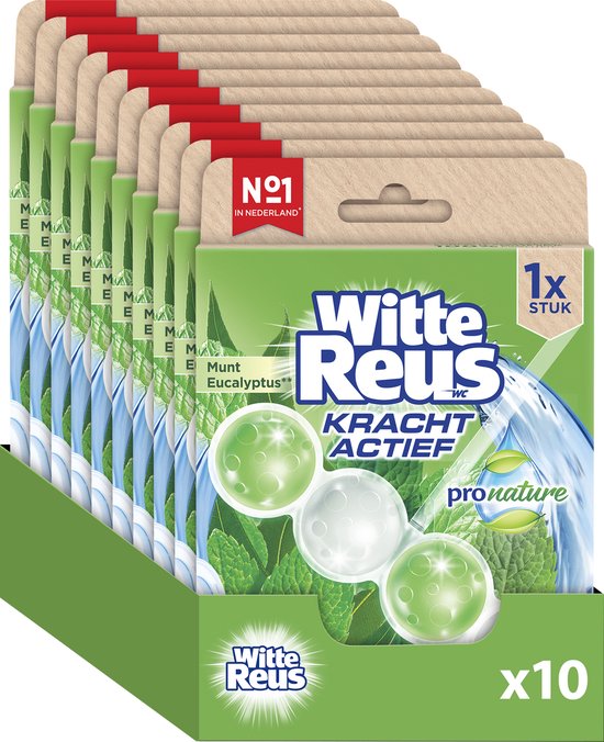 Witte Reus Pro Nature Munt Eucalyptus toiletblokjes in kartonnen verpakking, 10 stuks.