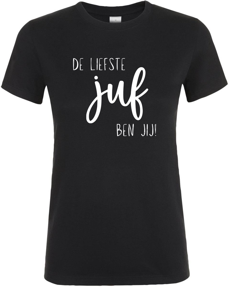 De Liefste Juf Ben Jij! T-shirt - Dames T-shirt - Zwart - Meesterdag - Juffendag - Juffendag Cadeau - Super juf - De beste Juf T-shirt - Juffen bedankje - Maat XXL