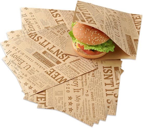 50 Snacktüten Aus Kraftpapier – 18x18 Cm, Fettdicht – Für Burger, Sandwiches, Kekse & Co.