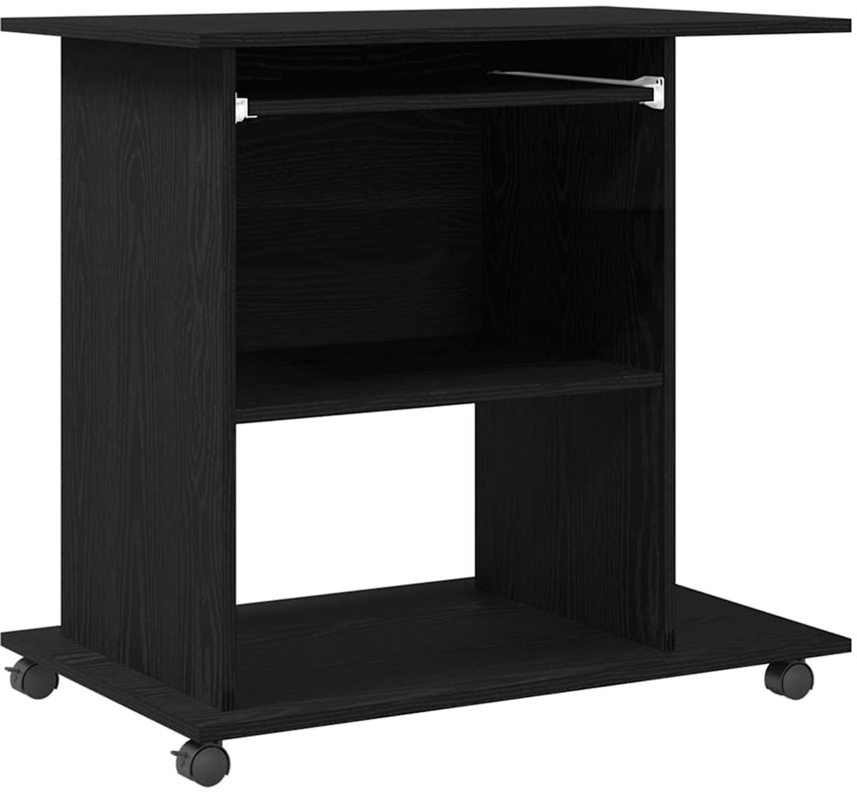 vidaXL - Computerbureau - Zwart - Eiken - 80x50x75 - cm - Bewerkt - Hout
