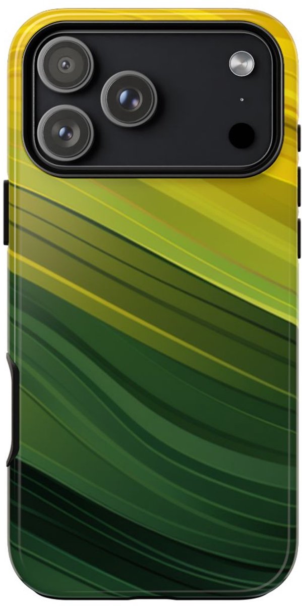 Groen-Geel Golvenpatroon – Telefoonhoesje Geschikt voor iPhone 17 Pro Max