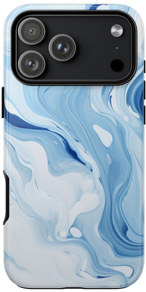 Blauw-Witte Marmerwerveling – Telefoonhoesje Geschikt voor iPhone 17 Pro Max