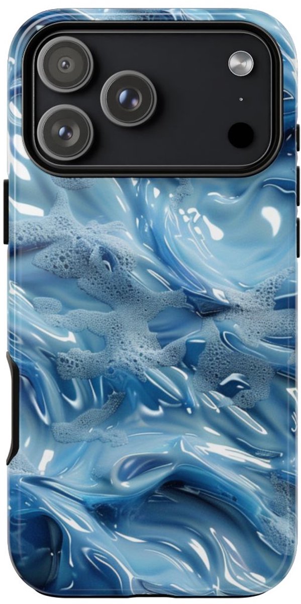 Blauw Abstract Golvend Patroon – Telefoonhoesje Geschikt voor iPhone 17 Pro Max