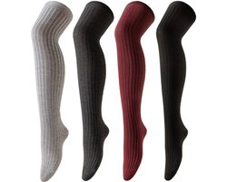 4 stuks 65 cm lange dames dijhoge sokken overknee kousen katoenen lange laarzen sokken beenwarmers