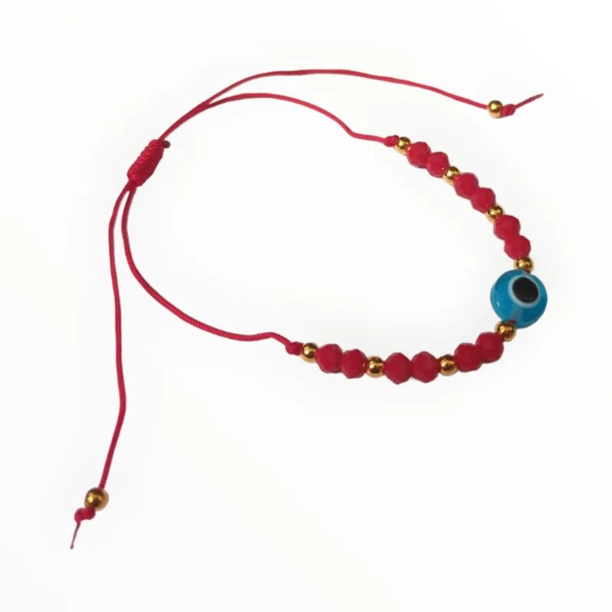 Aramat Jewels | Armbanden | Verstelbare touw armbandje boze oog | Rood | |2mm | Metaal | Kinderen, Volwassenen | Verkleurd niet