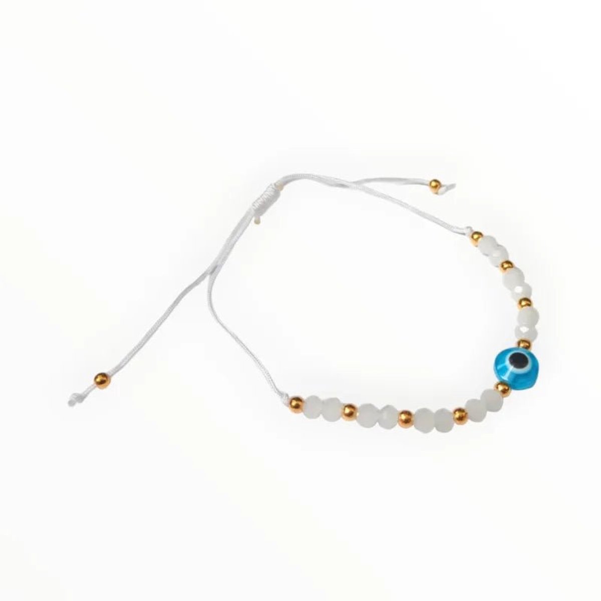 Aramat Jewels - touw armband boze oog - Wit-Handgemaakte sieraden