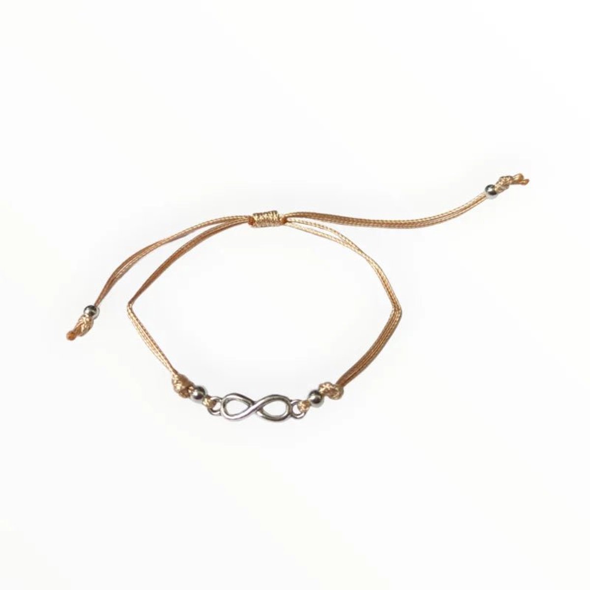 Aramat Jewels | Armbanden | Infinity touw Armband oneindig symbool | Licht Bruin | |2mm | Metaal | Kinderen, Volwassenen | Verkleurd niet