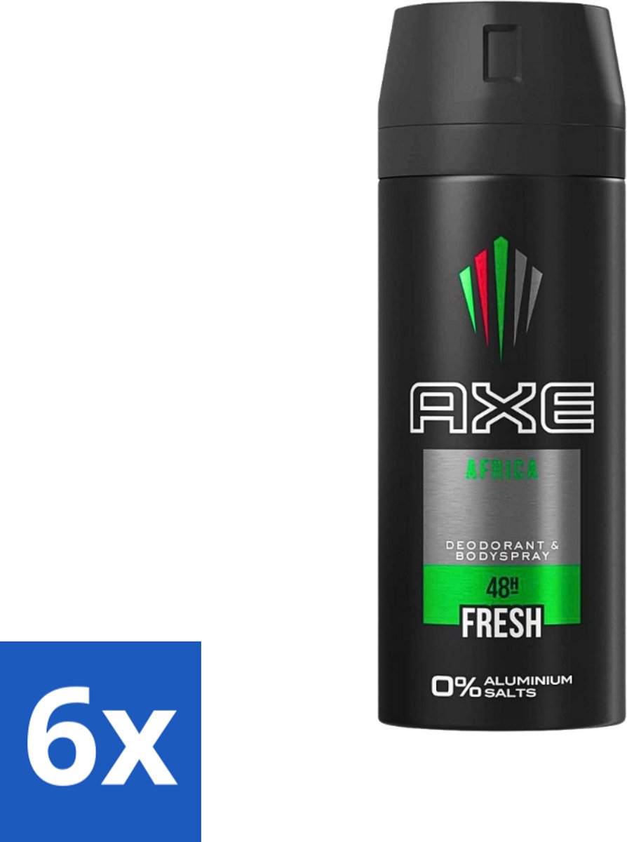 6 x AXE - Deodorant Spray - Africa - Sinaasappel & Sandelhout - Verzorgend - 150 ml - AXE Deodorant - Deodorant Spray - Sinaasappel Geur - Sandelhout Geur - Langdurige Bescherming