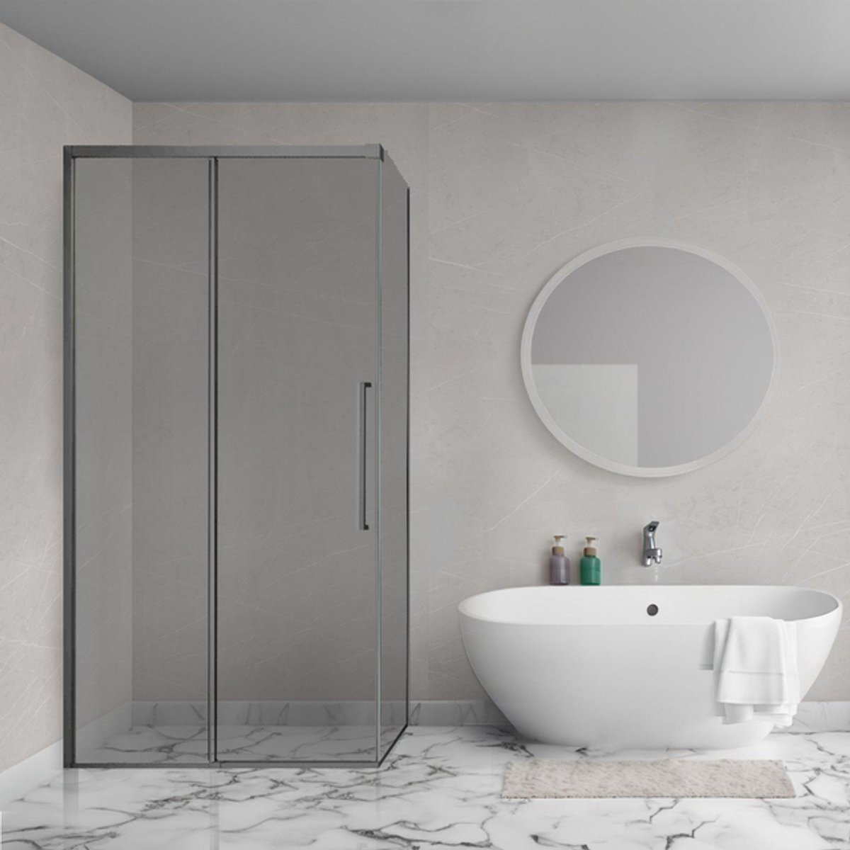 Aqua Vista Lokla Cuadra zijwand - 90x200cm - incl. montageset - t.b.v. douchecabine - rookglas - gunmetal