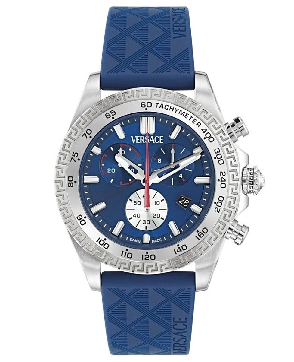 Versace Chrono X VE9K00124 Horloge - Siliconen - Blauw - Ø 44 mm