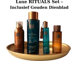 Rituals - Geschenkset - Hammam - Bath Foam 500 ml + Massage Oil 100 ml + Body Lotion Mousse 150 ml + Hair&Body Mist 50 ml + Gouden Dienblad - Cadeau Set - Rituals Producten