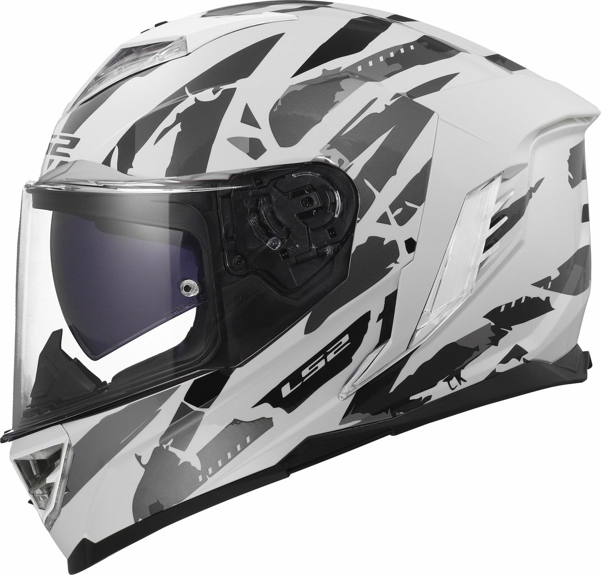 LS2 FF818 Storm III helm Kaos glans wit grijs