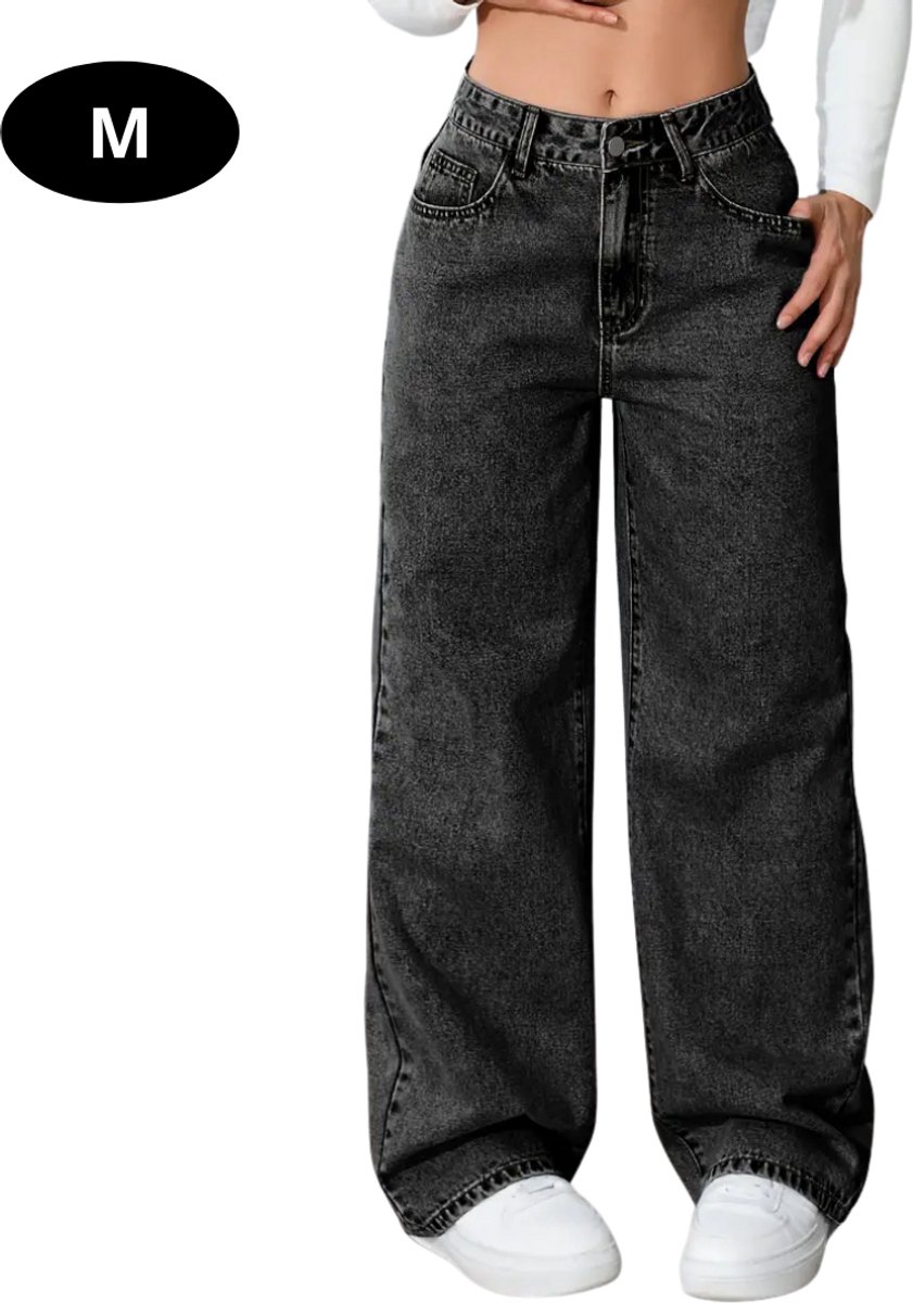 Nivard Lange Broek Dames Spijkerbroek Broeken Spijker Pants Jeans Trouser Loose Fit Straight Leg Blauw
