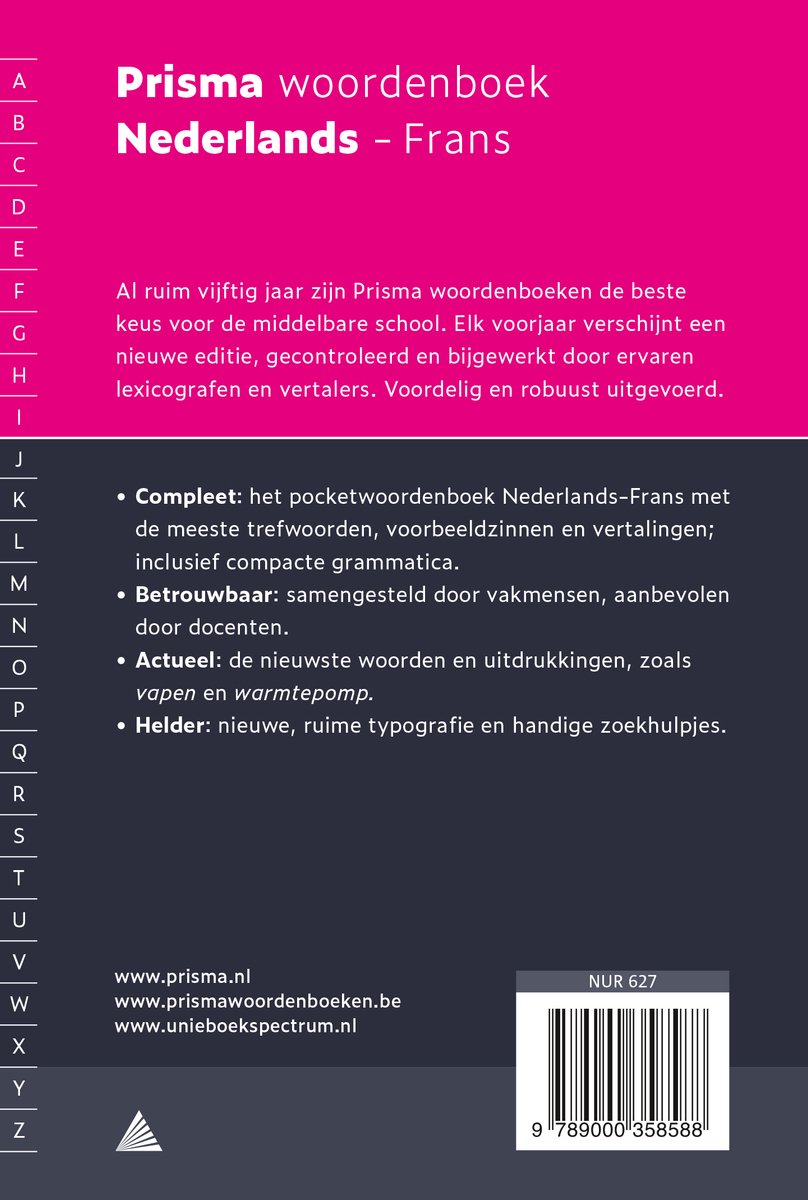 Prisma woordenboek Nederlands-Frans - back cover