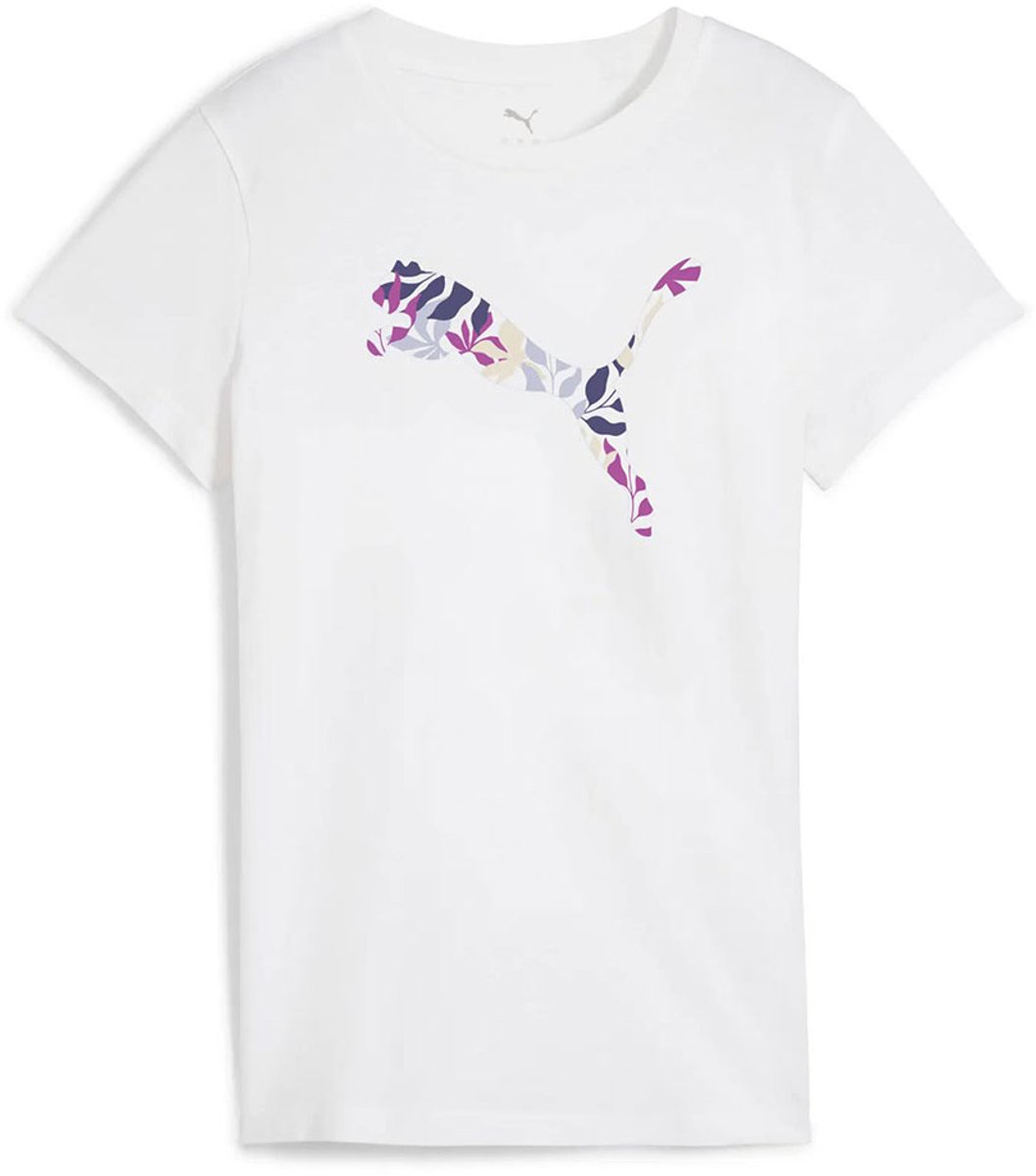 Puma Graphics Floral Cat Logo T-shirt Met Korte Mouwen S Vrouw Wit