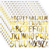 BOTC Letter stickers - Plakletters - Stickervellen Set - 8 vel 416 Alfabetstickers - Vinyl, cursief - Goud