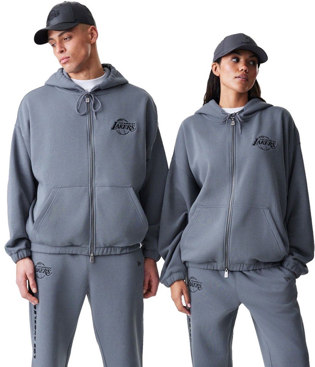 New Era Nba Linear Oversize Zt La Lakers Hoodie Man Grijs