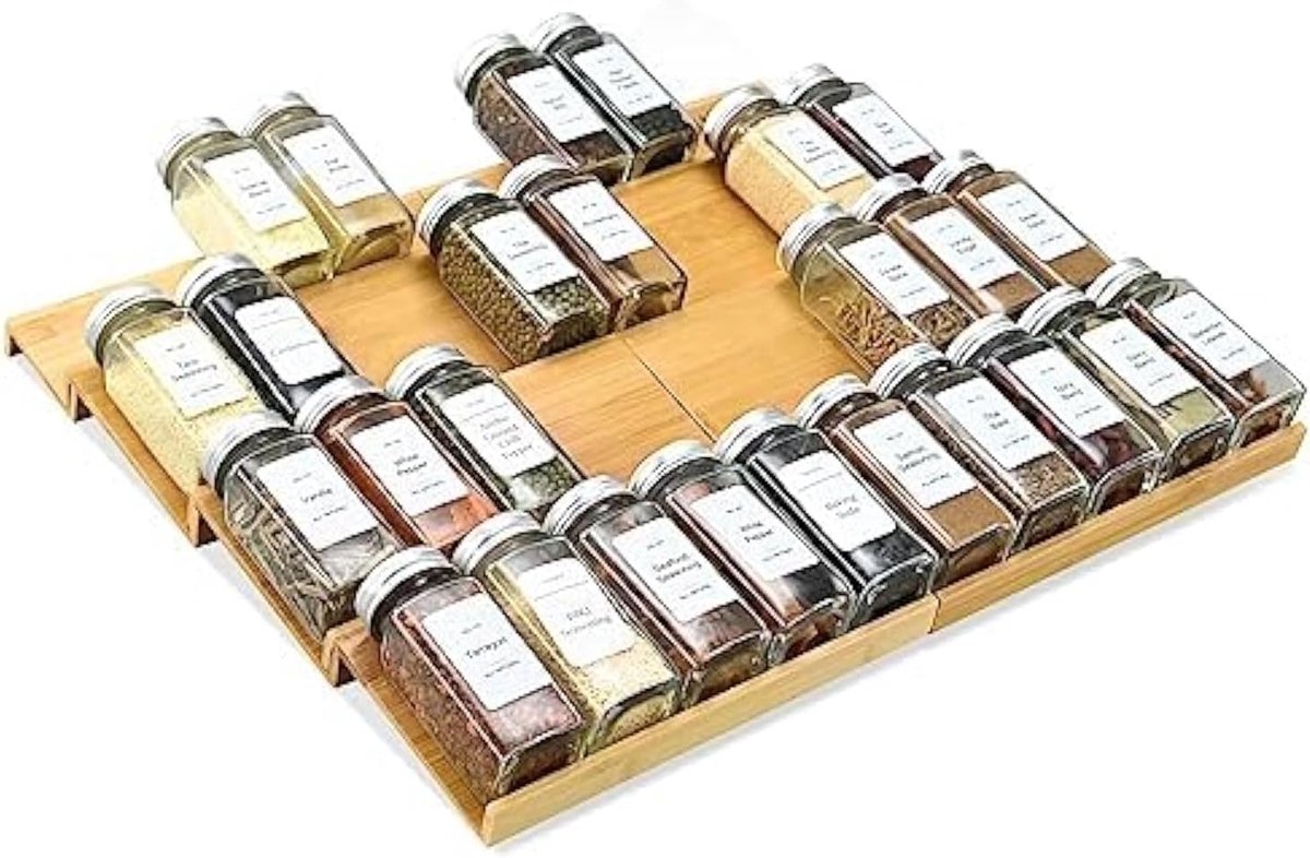 Kruidenlade Organizer met 4 Niveaus - Bamboe Keuken Inzet, Voor Maximaal 40 Potjes