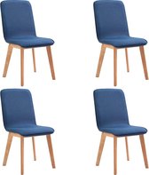 Eettafel stoelen Stof Blauw 4 STUKS / Eetkamer stoelen / Extra stoelen voor huiskamer / Dineerstoelen / Tafelstoelen / Barstoelen