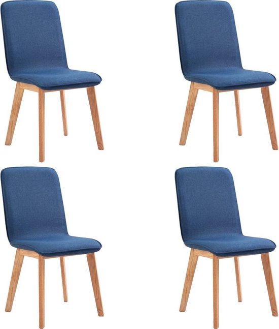 stoelen Stof Blauw 4 STUKS / Eetkamer stoelen / Extra stoelen voor huiskamer... bol.com