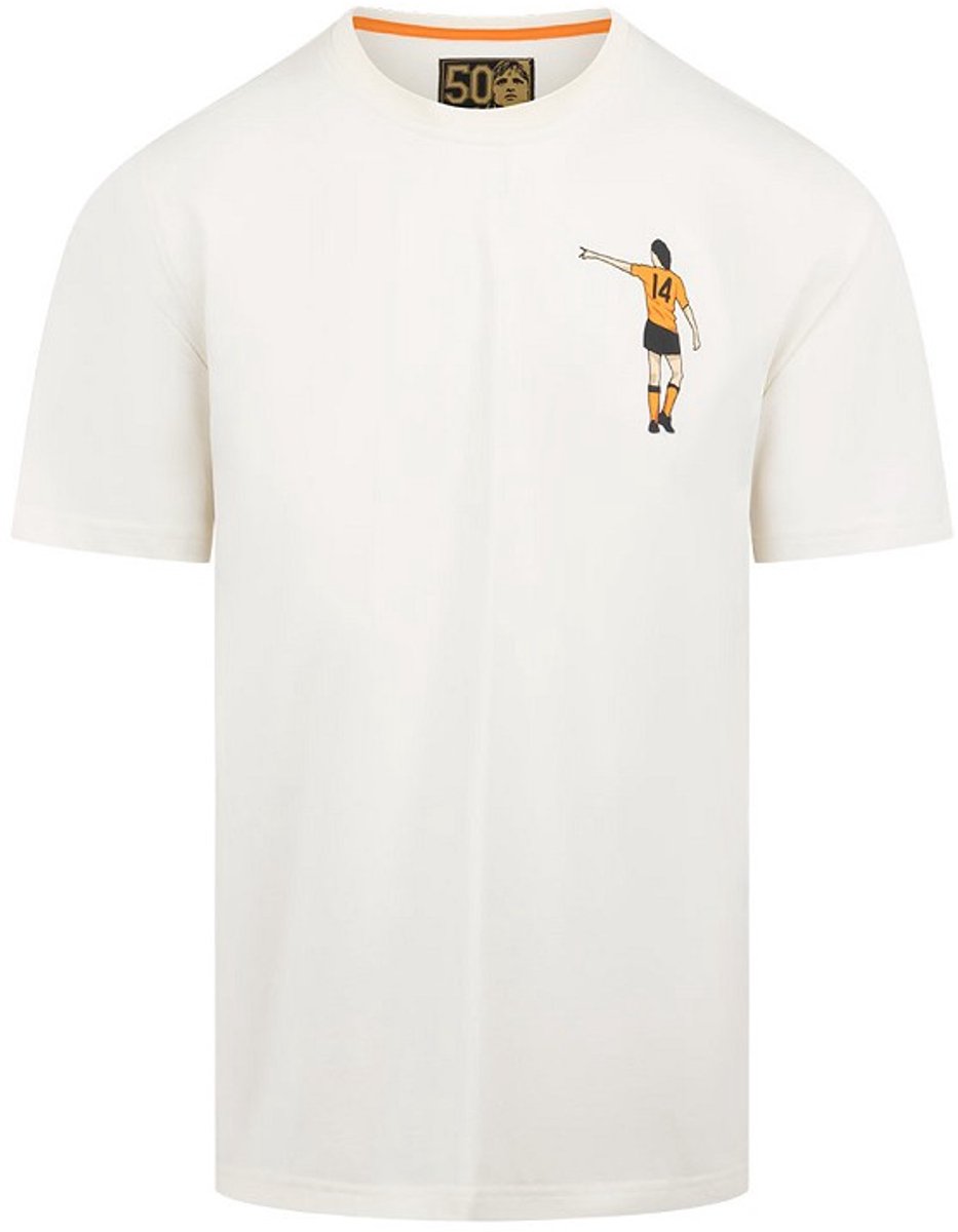 Cruyff - Nederland Dos Rayas Graphic T-Shirt - Crème Wit
