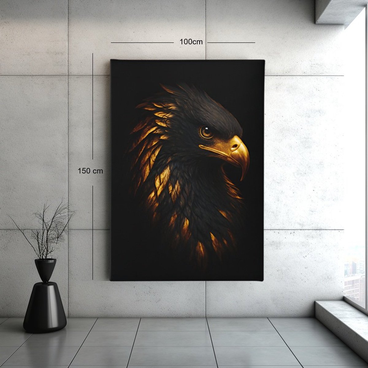 Trendex Global Canvas Schilderij - Gouden Adelaar - Roofvogel - 90x60x2 cm