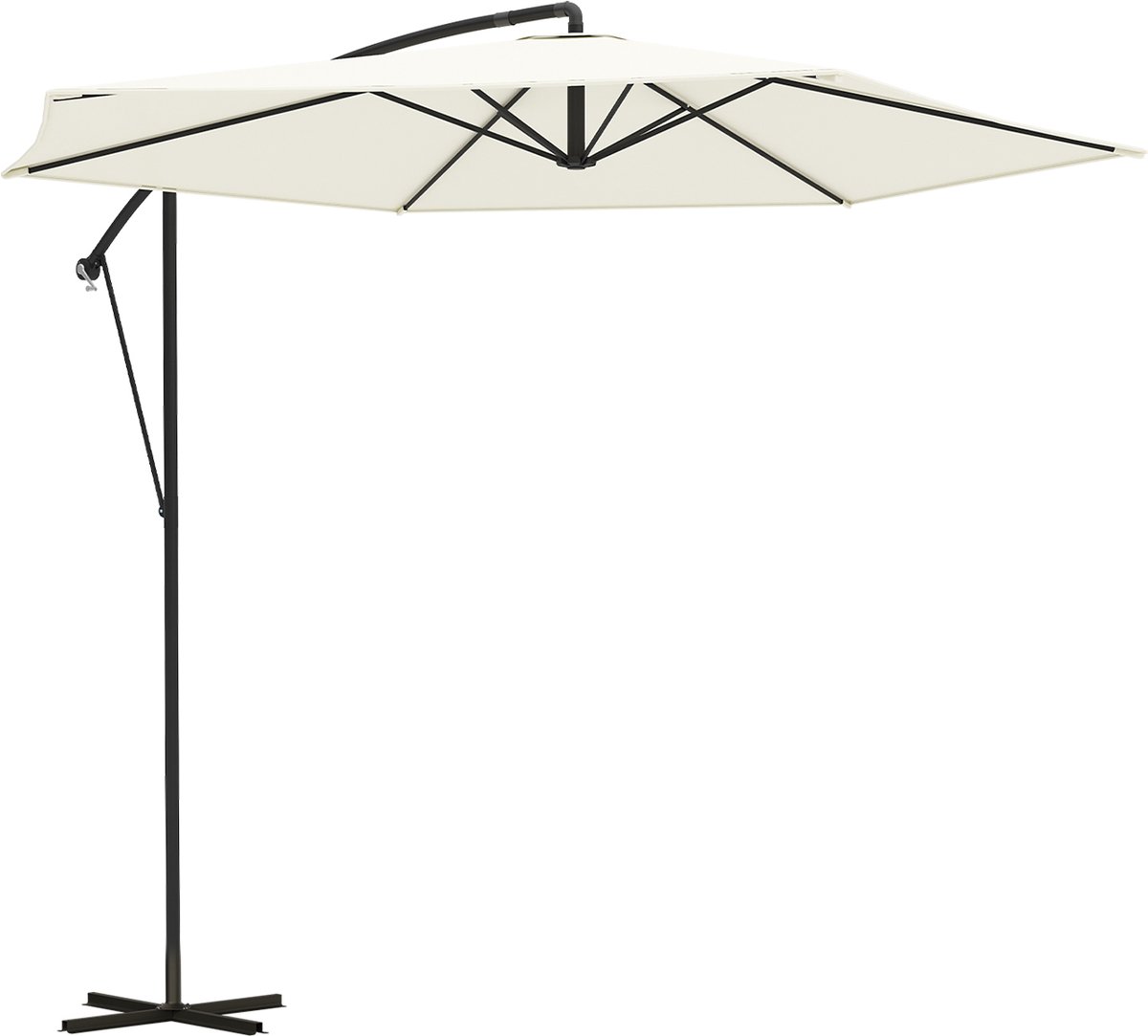 Bol.com LifeGoods Zweefparasol - tot 8 Personen - Ø300cm - Waterdicht - met Hoes en Kruisvoet - Tuin - Crème aanbieding