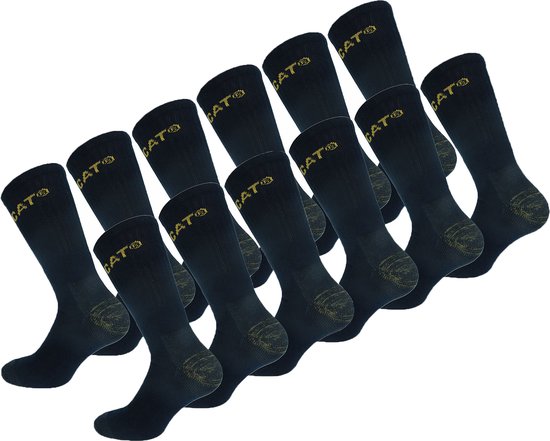 Caterpillar 12 Paires Premium Chaussettes Travail - Hauteur Mi-Mollet - Double Renfort - Coton Bleu 39-42