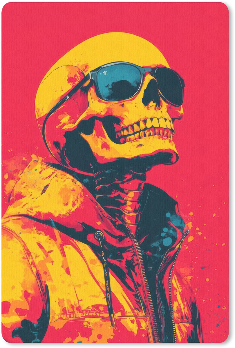 Muismat 18x27 cm - Mousepad Zonnebril - Schedel - Jas - Rood - Muismatten