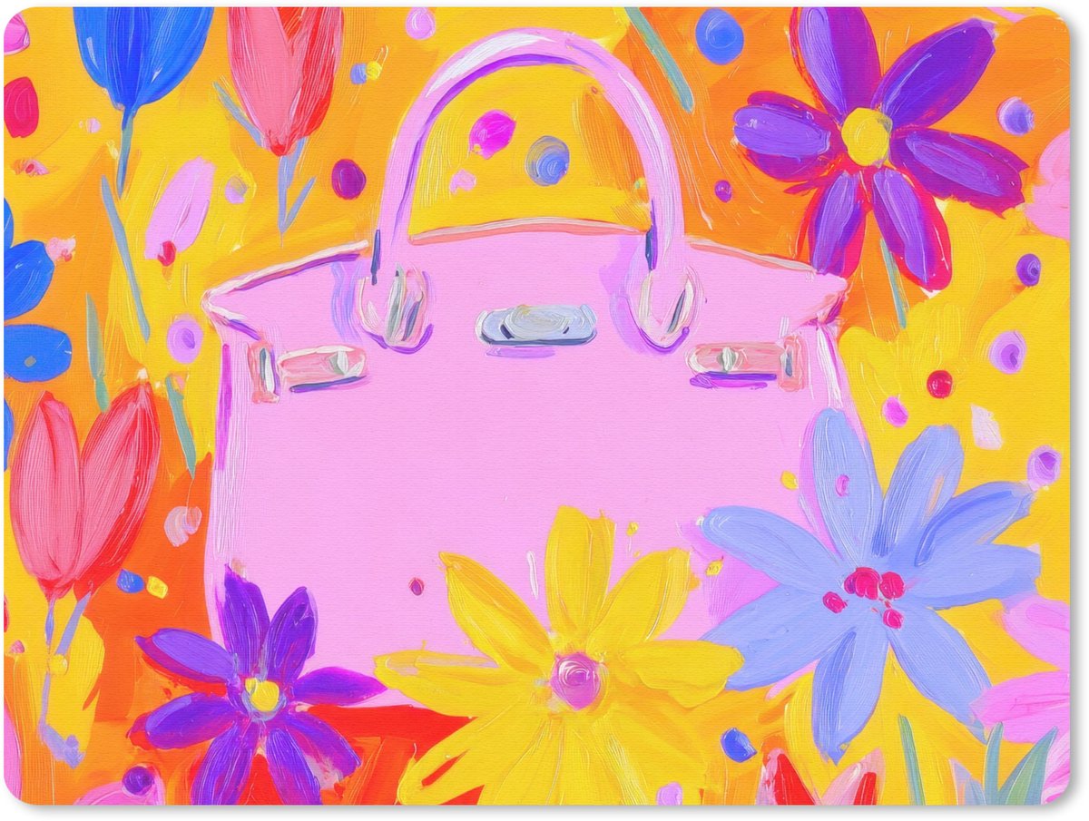 Muismat 23x19 cm - Mousepad Tas - Roze - Bloemen - Muismatten