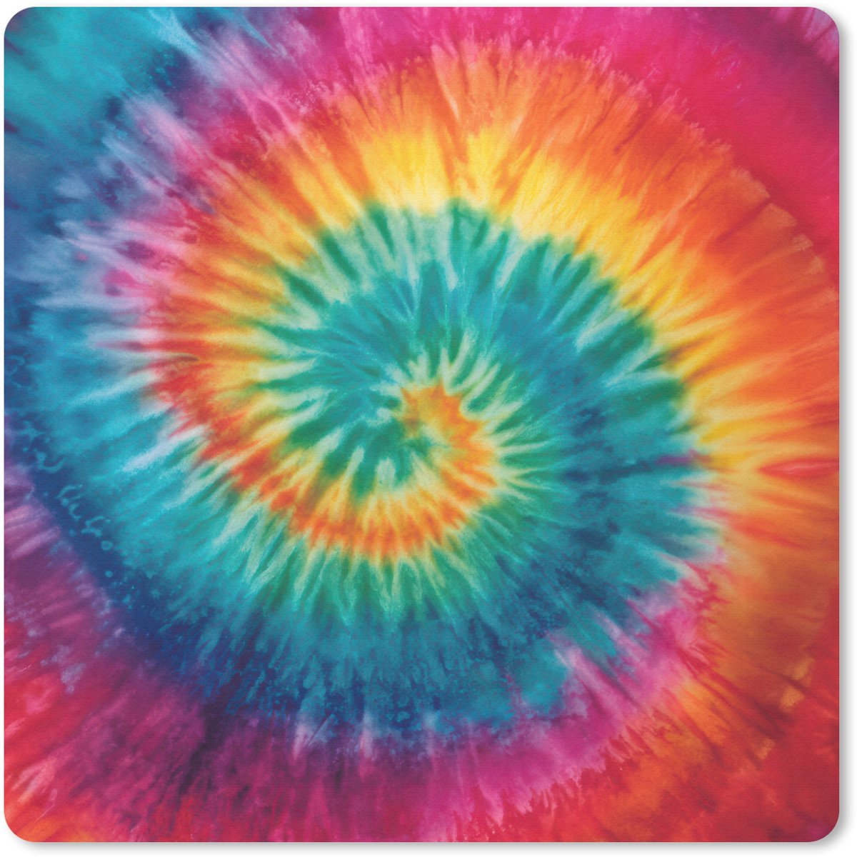 Muismat 20x20 cm - Mousepad Regenboogkleuren - Tie dye - Muismatten