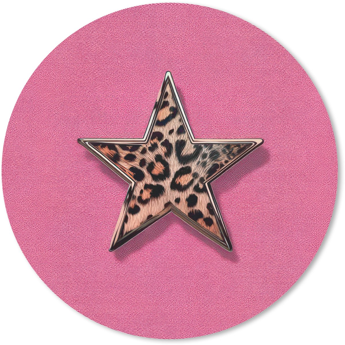 Muismat rond 50x50 cm - Mousepad Ster - Luipaard - Print - Roze - Ronde muismatten