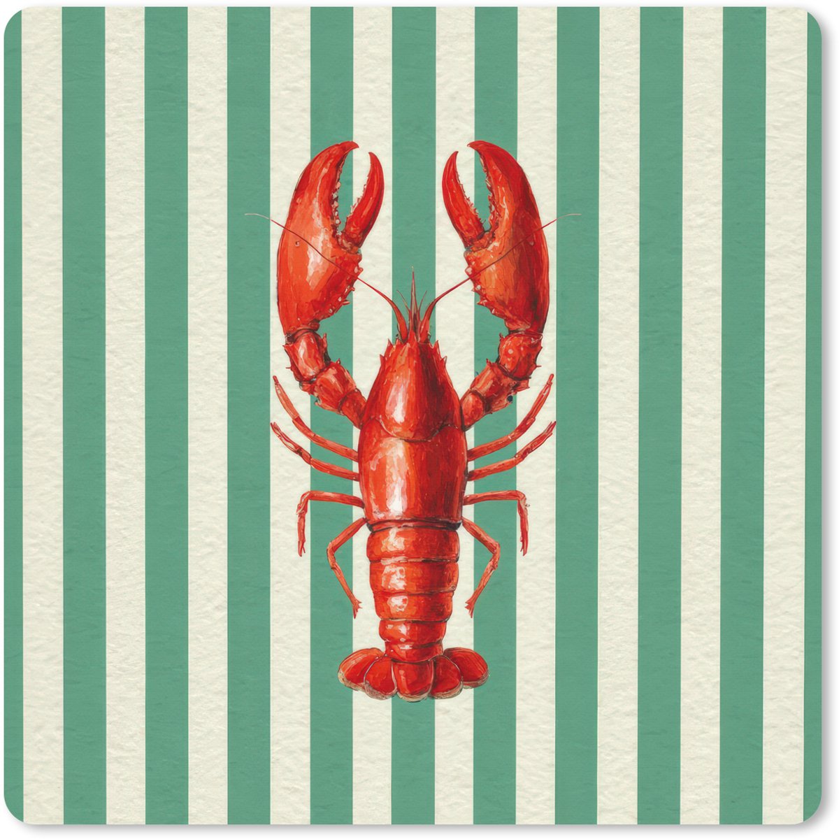 Muismat XXL 40x40 cm - Bureau onderlegger - Bureau mat Kreeft - Strepen - Realistisch - Zomers - Bureaumat - Gaming mousepad xl - Bureaulegger groot - Computer deskmat