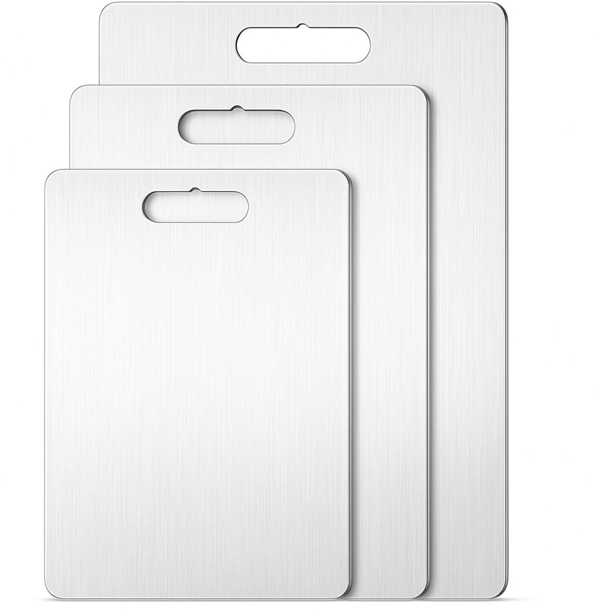 My Green Deal – RVS Snijplanken Set (3-delig) – Hygiënische Roestvrijstalen Keukenplanken – Duurzaam Hakblok – RVS Snijplank Set