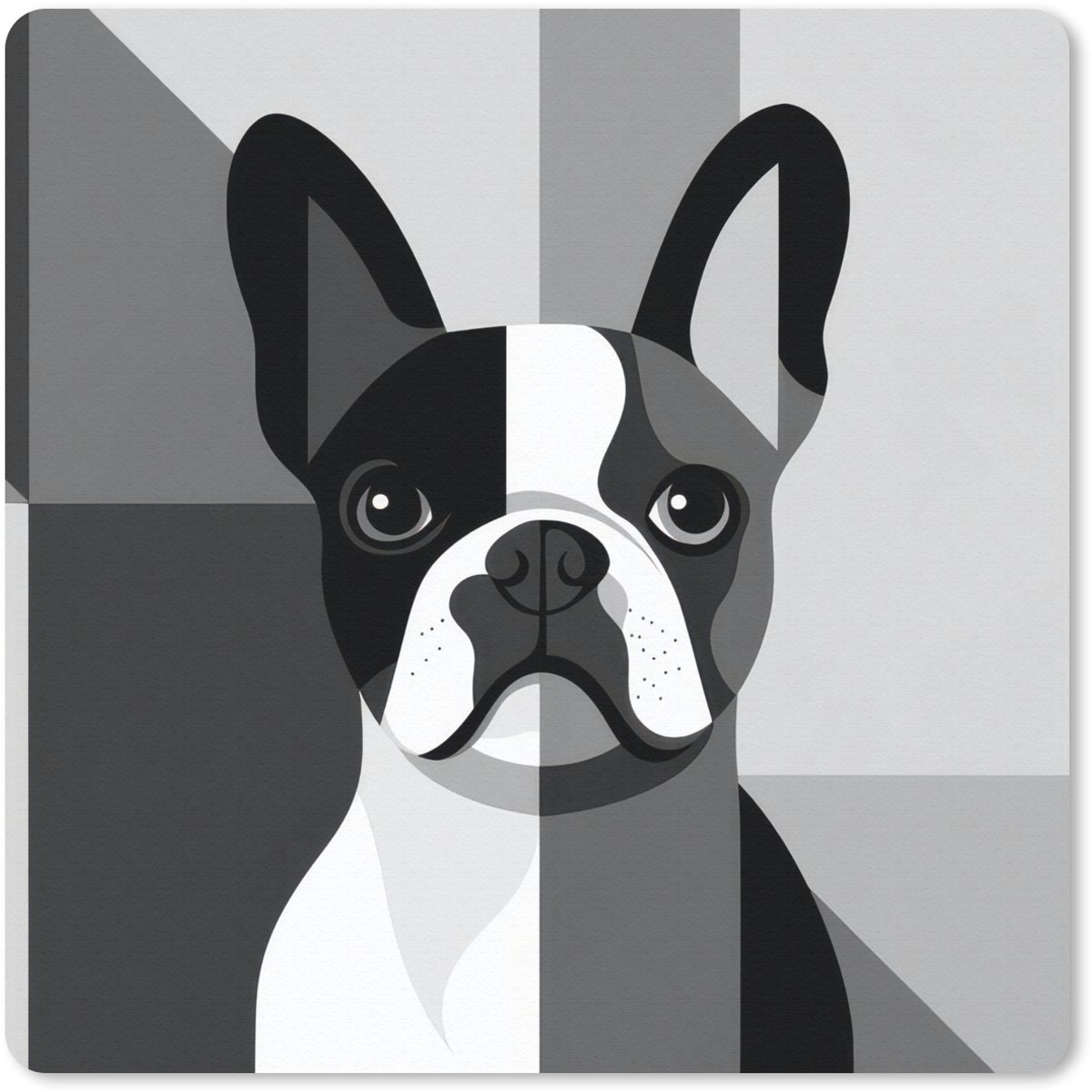 Muismat 20x20 cm - Mousepad Buldog - Zwart - Abstract - Vlakken - Muismatten