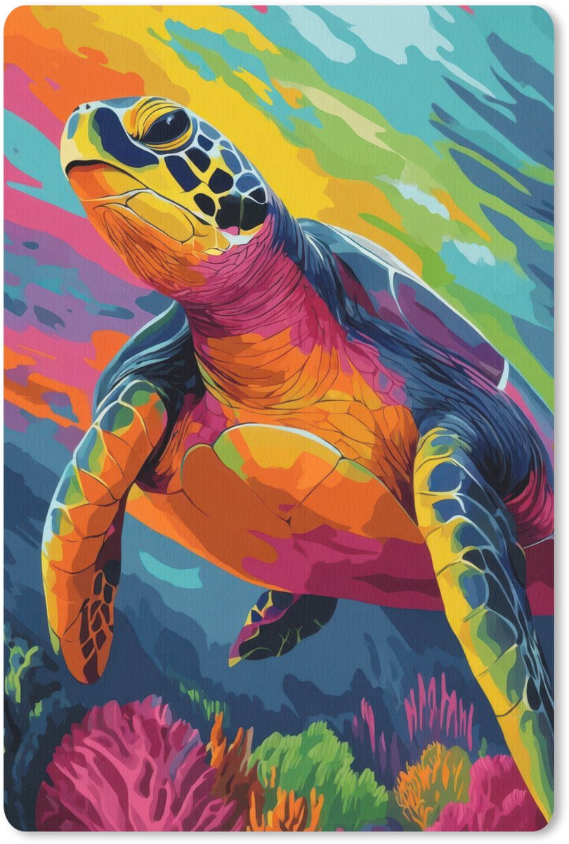 Muismat 18x27 cm - Mousepad Koraal - Schildpad - Abstract - Water - Muismatten