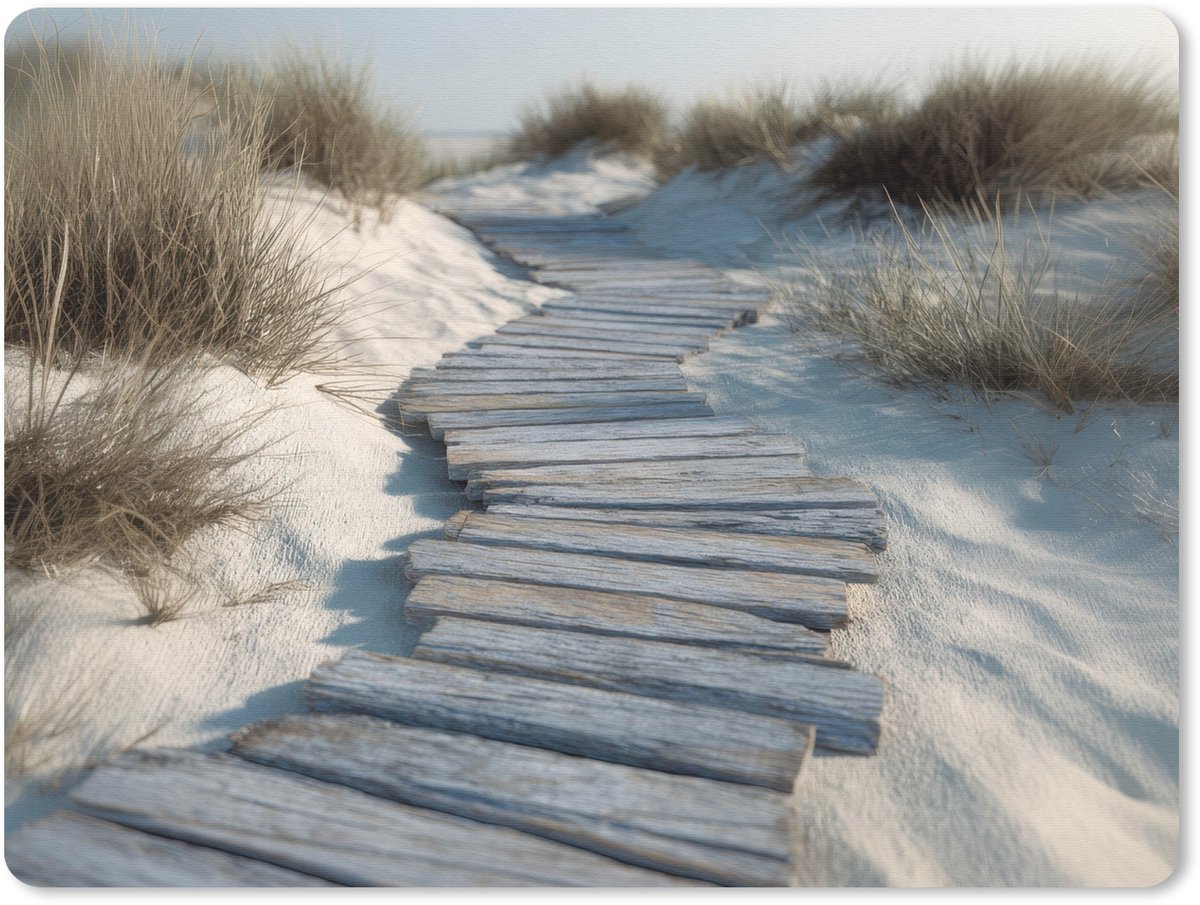 Muismat 23x19 cm - Mousepad Pad - Planken - Duinen - Gras - Muismatten