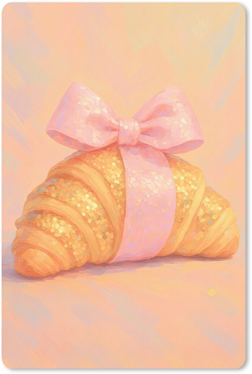 Muismat 18x27 cm - Mousepad Croissant - Strik - Roze - Muismatten