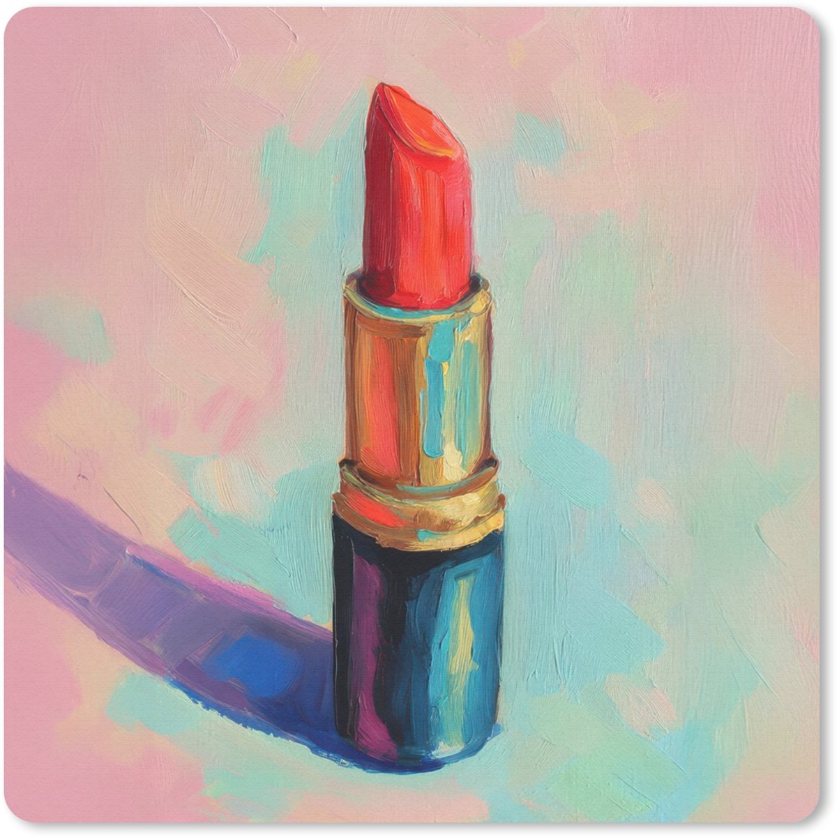 Muismat 20x20 cm - Mousepad Lippenstift - Rood - Penseelstreken - Muismatten
