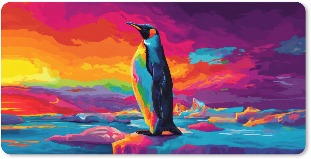 Muismat XXL 90x45 cm - Bureau onderlegger - Bureau mat Ijsschots - Pinguïn - Abstract - Lucht - Bureaumat - Gaming mousepad xl - Bureaulegger groot - Computer deskmat
